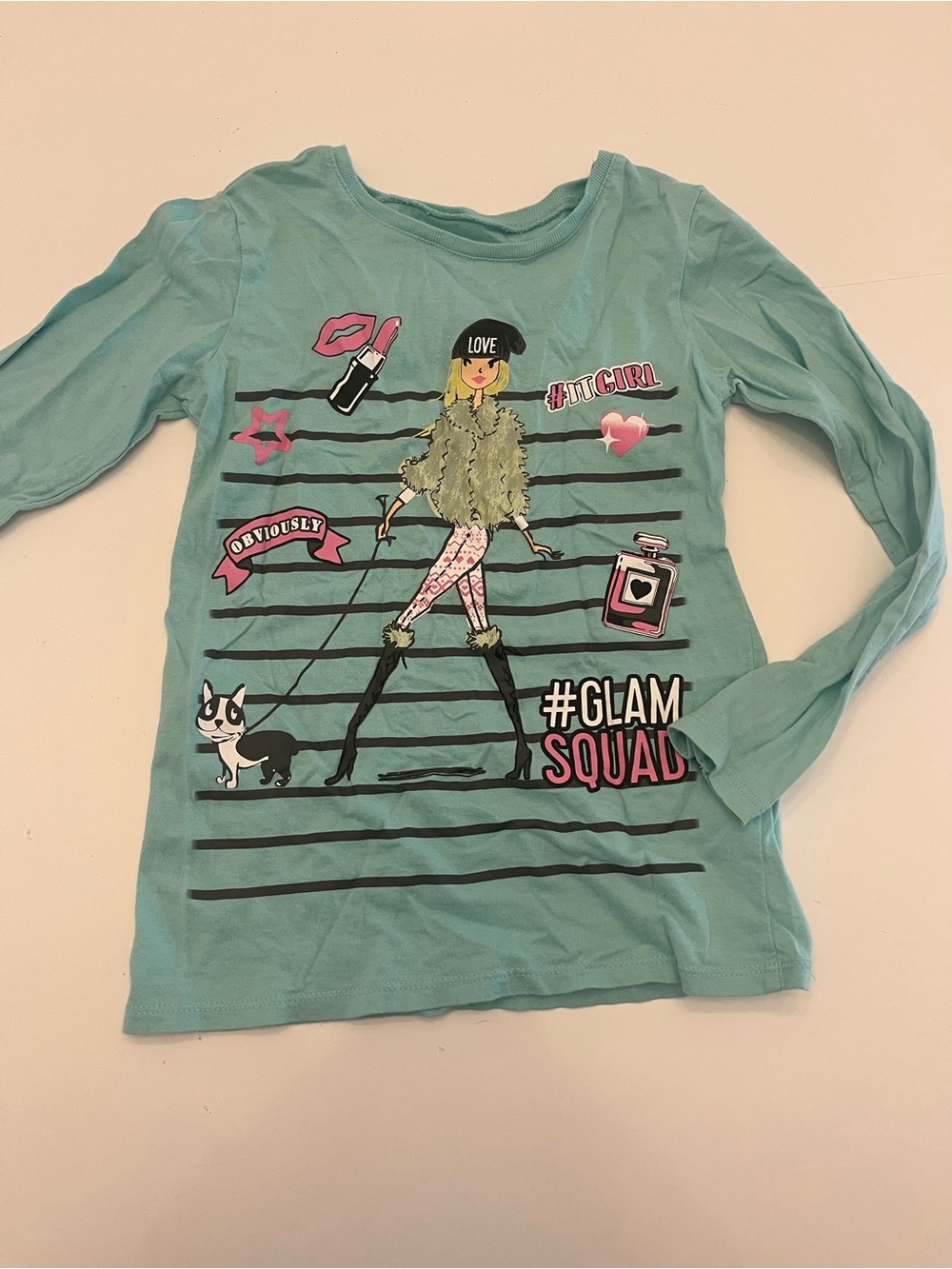 Place Teal Long Sleeve #Glam Squad Graphic Tee Size 5/6